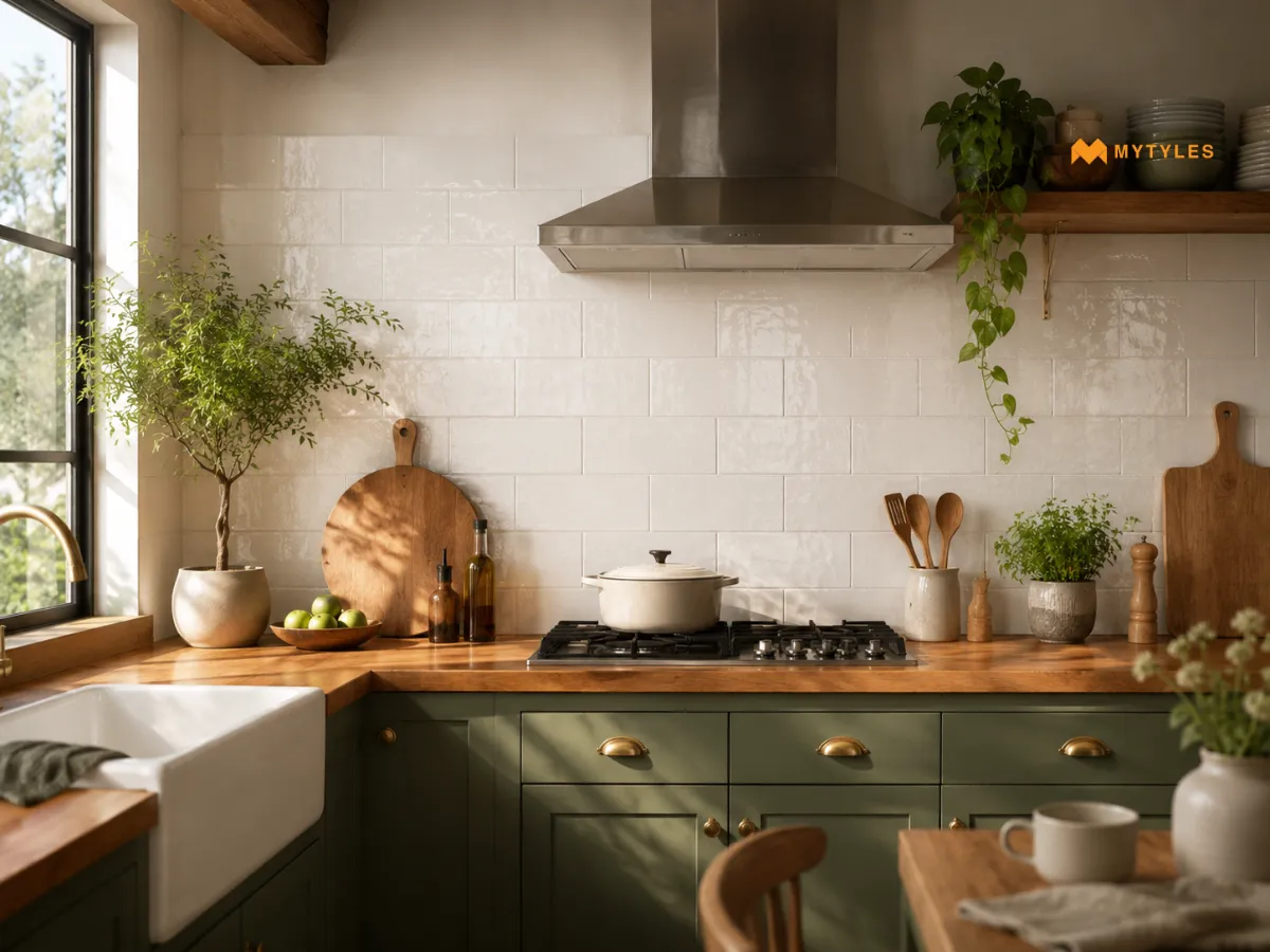 White Subway Tiles in Kitchen